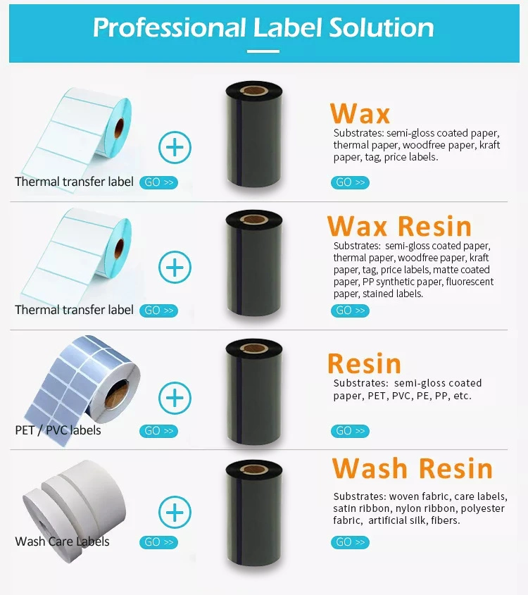 110mm*300m TTR Premium Ink Thermal Transfer Barcode Wax/Resin Printer Wax Resin Ribbon