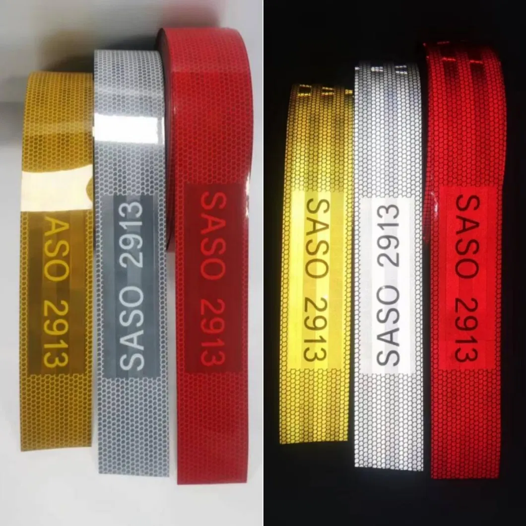 Saso 2913 Yellow Color Pet Aluminized Reflective Sticker 5cm*25m